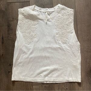 Anthropology white tank - lace detailing